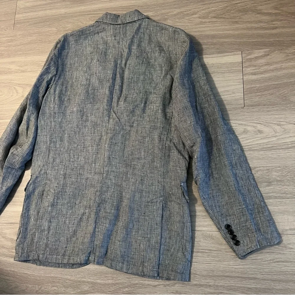 J. Crew, 42R, 100% linen, Charcoal / Gray / Black Gingham, Blazer‎